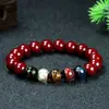 Pulsera de Arena Dorada Morada, Cuentas de Vidrio de Ceniza Fragante, Diseño DIY, Estampado en Caliente de los Cinco Elementos, Pulsera de Año de Nacimiento para Hombres y Mujeres, Cinabrio