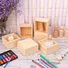 Caja de Madera Se Puede Personalizar DIY Madera Maciza Almacenamiento y Organización Caja de Almacenamiento para Escombros de Madera Caja de Exhibición Adornos Caja Pequeña Transparente