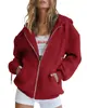 Moletons com Zíper Transfronteiriços para Meninas Adolescentes, Jaquetas de Outono e Inverno, Moletons Casuais com Cordão, Cardigans