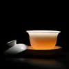 Dehua suet Jade sancai Tigela com tampa porcelana branca traçado a ouro tigela de chá grande chá único cerâmica para chá caneca pode ser personalizado logo