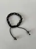 Pulseira de Terahertz com Contas Redondas de Pedra Biliar Preta Titânio Hertz Polissilício Círculo Único Três Círculos Pulseira Joia ao Vivo Presente Atacado