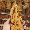 17cm [Auténtico] Madera de Tuya Tallada Estatua de Buda Guanyin Luna de Agua Adorno Figura de Pie Hogar Madera Maciza Guanyin Micro