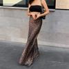 Falda Larga de Leopardo Sexy Ceñida a la Cadera Estilo Cola de Pez Transfronteriza Falda Larga hasta el Suelo Nueva Falda Larga Fluida para Mujer Europea y Americana