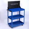 Carrito de Herramientas con Panel Trasero Engrosado Mesa de Herramientas de Tres Niveles Carrito de Piezas Carrito Móvil Silencioso Carrito con Panel de Agujeros