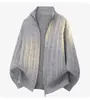 Ropa para hombre al por mayor: Chaqueta cárdigan de punto para hombre, estilo retro americano, cuello alto, suéter cálido de punto para invierno