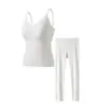 Chaleco Cálido Ropa Interior de Una Pieza Sin Costuras para Mujer con Almohadilla en el Pecho Otoño e Invierno Ligero Push-up Ajustado Camiseta Interior Base