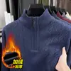 Suéter de punto con cuello alto y media cremallera para comercio exterior transfronterizo para hombre, holgado, casual, color liso, cálida camiseta base, suéter para hombre