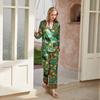 [Constelación Verde] Pijama para Mujer Ropa de Casa Otoño 2025 Nuevo Conjunto de Dos Piezas Traje Delgado de Seda de Hielo Pantalones de Manga Larga