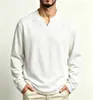 Camiseta básica térmica de manga larga para primavera y otoño de comercio exterior europeo y americano, camiseta de manga larga casual simple con cuello en V, top holgado unisex