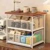 Estante de almacenamiento de escritorio para cafetera, bolsitas de té y tazas de agua, cesta de almacenamiento a prueba de polvo tipo cajón, caja de almacenamiento de gabinete para mesa de comedor de encimera