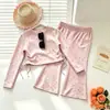 Conjunto de Roupa Infantil Estilo Coreano com Estampa Floral para Bebês Meninas, Primavera/Outono 2026, Conjunto de Duas Peças para Roupa Externa, Blusa com Cordão Lateral e Calça Ligeiramente Flare