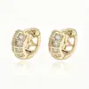 Pendientes de Aro Cuadrado Populares Europeos y Americanos Hip-Hop Circonita Micro-pavimentada Tendencia Bling Pendientes Completamente de Diamante para Hombres y Mujeres