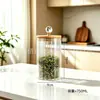 Frasco hermético de vidrio de borosilicato grueso, con patrón de cabeza de alce y rayas verticales, perfecto para almacenar granos de café y hojas de té
