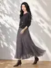 Elegante falda asimétrica reversible Feiyuan para mujer, nueva moda otoño e invierno, versátil, color liso, dobladillo ancho, falda midi