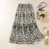 Falda Midi Acampanada Elástica de Estilo Étnico Vintage Bohemio para Mujer, Nueva Colección Primavera/Verano