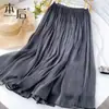 Falda Original de Gasa Perlada Transparente, Estilo Delgado de Longitud Media para Mujer Primavera/Verano con una Caída Fluida y Elegante