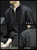 "Mezcla de Lana" 420g Pesada Sudadera con Media Cremallera y Cuello Alto para Hombre Gris Holgada Casual Superior Primavera Otoño