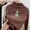 Camiseta de Manga Longa para Meninas Camada Base De Rong Roupas de Outono 2026 Estilo Outono/Inverno Roupas Quentes Infantis Roupa Íntima Top com Gola Babada
