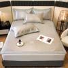 Estilo Simple de Lujo Ligero Jacquard Hielo Carbón Esterilla de Seda de Hielo Lavable a Máquina Kang Bacteria Esterilla para Cama Estilo Ajustado Transpirable Juego de Tres Piezas