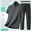 Camiseta de Solapa sin Costuras para Hombre 2026 Verano Nuevo Casual de Negocios Camisa Polo de Seda de Hielo Traje Deportivo
