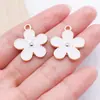 Flor de Crisantemo Blanco Goteo de Aceite Flor de Girasol Colgante de Aleación Accesorios para Joyería DIY Collar Pendientes Llavero Colgante Pequeño