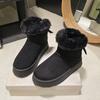 Botas de Nieve de Gran Tamaño Transfronterizas hasta la Pantorrilla para Mujer 2025 Nuevo Estilo de Invierno con Lazo, Suela Gruesa, Forro de Felpa, Botas de Algodón Gruesas de Poner