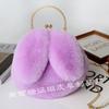 Bolso con Hebilla de Piel Sintética de Conejo Transfronterizo, Bolso de Felpa Portátil para Mujer, Bolso de Orejas de Conejo Moderno y Sencillo, Bolso de Piel