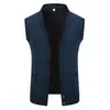 Colete Cardigan de Tricô Gola V Color Block Sem Manga Canelado Suéter Masculino Business Casual Colete Quente Tipo Xale Masculino