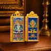 Pendente 3D Cultural Criativo Xizang Cervo Duplo 4x2 Amarelo da Riqueza Pintado à Mão Tradicional e Buda da Medicina Tara Verde