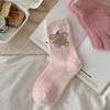 Meias Femininas Simples de Lã Australiana Pelúcia Fofa Desenho Animado Forradas com Lã Grossa Cor Sólida Meia-Calça Quente Meias para Gestantes Meias Zhuji