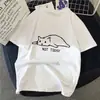 Camiseta Gráfica Rock 90S Transfronteiriça Aliexpress para Mulheres Simples Pintura a Pincel Gato Camiseta Harajuku Retro Camiseta Moda Mulheres