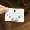 Conjunto de Três Peças de Brincos da Moda em Prata S925 Micro-Cravejada, Pequeno e Personalizado, Um Cartão, Três Pares de Brincos de Alta Qualidade para Mulheres