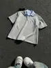 Camiseta de Hombro Deconstruido con Cremallera para Hombre Verano Diseñador talla grande Media Manga Gama Alta Nicho Americano Pesado Manga Corta
