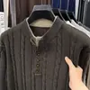 Suéter Americano de Estilo Perezoso Transfronterizo para Hombre 2026 Otoño Invierno Nuevo Falso Dos Piezas Tejido Cuello Redondo Cable Tejido Suéter para Hombre
