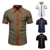 Comercio Exterior Transfronterizo 2026 Amazon Nueva Camisa Trendy de Bloques de Color para Hombre Manga Corta Aliexpress Venta al por Mayor Dropshipping