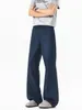 Pantalones deportivos de corte relajado ligeramente acampanados en azul Klein, pantalones largos casuales para hombres altos, pantalones rectos de pierna ancha extralargos, talla grande para hombre