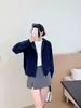 Jaqueta Suéter Cardigã de Tricô Macio com Capuz e Zíper Duplo de Manga Longa para Mulheres, Moda Estilosa Casual para Primavera e Outono