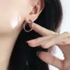 Brincos de Argola com Padrão de Malha Rombos Gotejamento de Óleo Preto Estilo Luxo Leve da Moda Titânio Banhado a Ouro Ed281