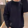 Sudadera casual de retazos simple para primavera y otoño para hombre, nuevo modelo 2026 con diseño de línea elegante, top básico versátil de cuello redondo