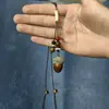 Nova Colar Pingente Geométrico Étnico Popular Estilo Chinês para Mulheres, Corrente Longa para Suéter Inspirada em Zen de Nicho, Acessório Artístico Estilo Floresta