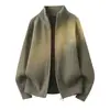 Cárdigan de cuadros de alta calidad estilo coreano con cuello alto y cremallera, suéter de marca de moda, chaqueta vintage para parejas para hombres