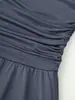 2026 Vestido Elegante Europeu e Americano Novo Multicor com Drapeado Versátil Gola Redonda Casual Plissado
