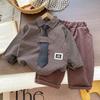 2025 Novo Terno da Moda para Meninos Conjunto de Duas Peças Moletom de Manga Longa com Letra e Calça Jeans Primavera e Outono Atacado