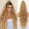 Rabo de Cavalo Sintético Estilo Europeu e Americano para Mulheres, Cabelo Longo Cacheado Ondulado, Textura Volumosa (Tipo Chinesinha), Rabo de Cavalo com Presilha de Garra, Fibra de Alta Temperatura