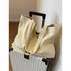 Bolsa Tote Grande de Ombro Feminina Estilo Japonês Nova Coleção Primavera 2026 Bolsa de Mão de Lona Simples e Elegante
