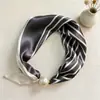Bufanda de Seda de Moda Estilo Coreano para Primavera y Verano, Bufanda de Seda Magnética para Mujer, Bufanda de Perlas de Alto Nivel para Clavícula, Accesorio de Bufanda