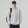 Novidade Outono 2026: Moletom Masculino Gola Redonda com Design Listrado, Estilo High Street Americano, Caimento Solto, Confortável, Versátil, Casual, Tendência, Moderno