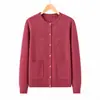 Nuevo cárdigan de punto rojo de talla grande para otoño para mujeres de mediana edad y mayores, abrigo suéter elegante de manga larga suelto para primavera