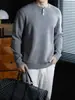 Suéter de Punto con Cuello Henley de Color Sólido Liso y Tejido Waffle Texturizado para Hombre, Top Casual de Hombros Caídos para Otoño/Invierno