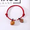 Pulseira de Fio Vermelho Unissex Pulseira Trançada Flor da Sorte Acessório do Ano Zodiacal Madeira de Pessegueiro Autêntica Cesta de Pessegueiro Amuleto da Paz